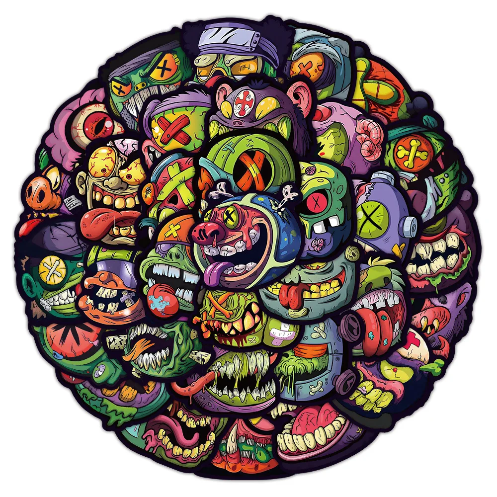 

54 шт., наклейки с большой головой монстра, захватывающие монстры, демоны, мультяшные персонализированные граффити, украшения, водонепроницаемые наклейки