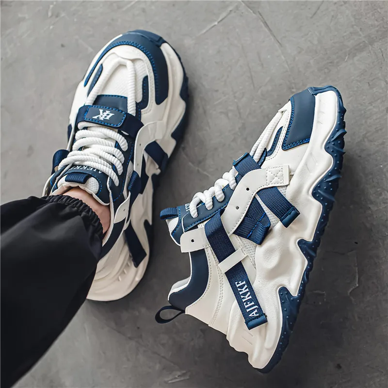 

Дизайнерские оригинальные мужские кроссовки поверхностного грязи на шнуровке, теннисная обувь, износостойкие мужские кроссовки в стиле ретро, летняя кожаная повседневная обувь