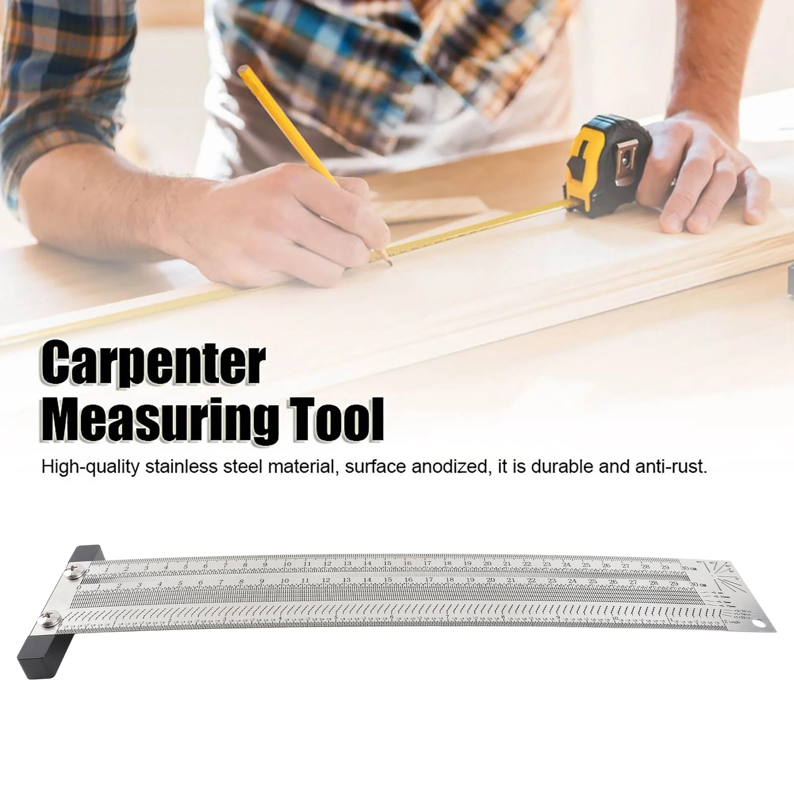 

Woodworking Marking Line Ruler Ultra Accuracy Marking Ruler Stainless Steel Woodworking Scribing Ruler Gauging Tool