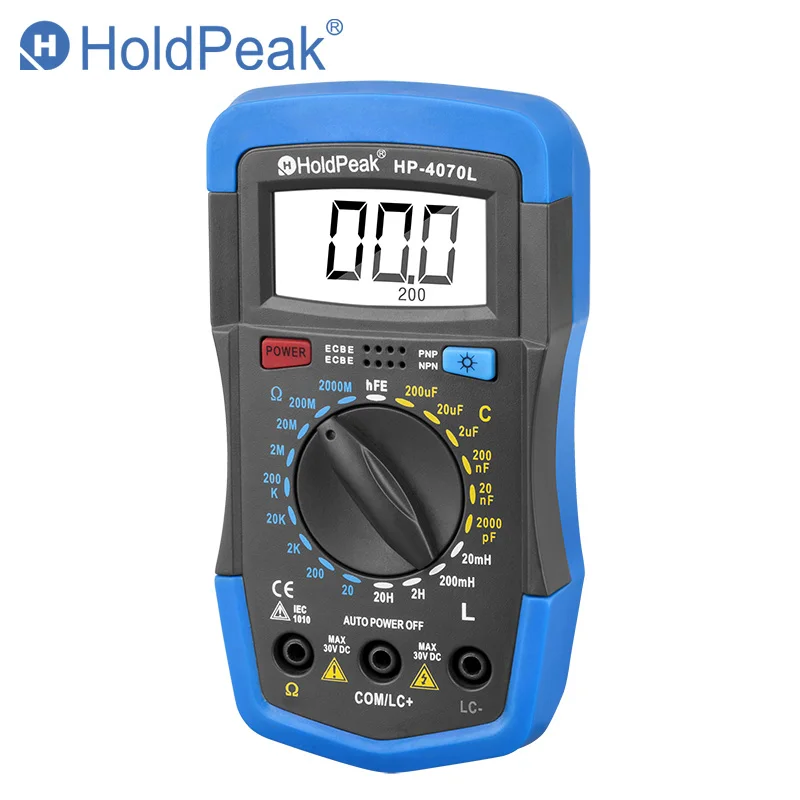 HoldPeak HP-4070L multimetro di capacità induttanza digitale misuratore LCD Test hFE con induttanza di retroilluminazione strumento di riparazione