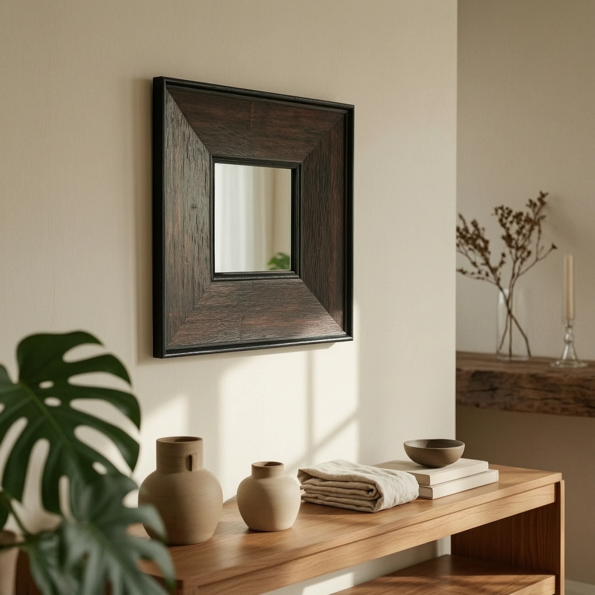 Wooden Picture Frame Square Wood Frame with Black Edging Decorative Sturdy for Photographers, Living Room, Bedroom