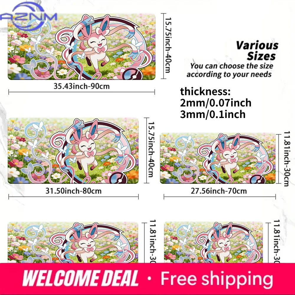 

Sylveon Colorful Flower Field Pokemon TCG Playmat Non-Slip Gaming Mouse Pad