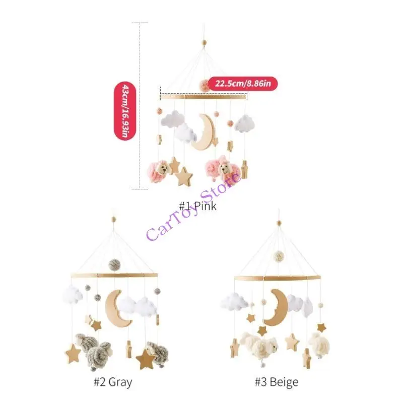 ديكورات الحضانة الخشبية على الطراز الشمالي على شكل نجمة القمر والأغنام سهلة التركيب لسلامة الأطفال حديثي الولادة #6