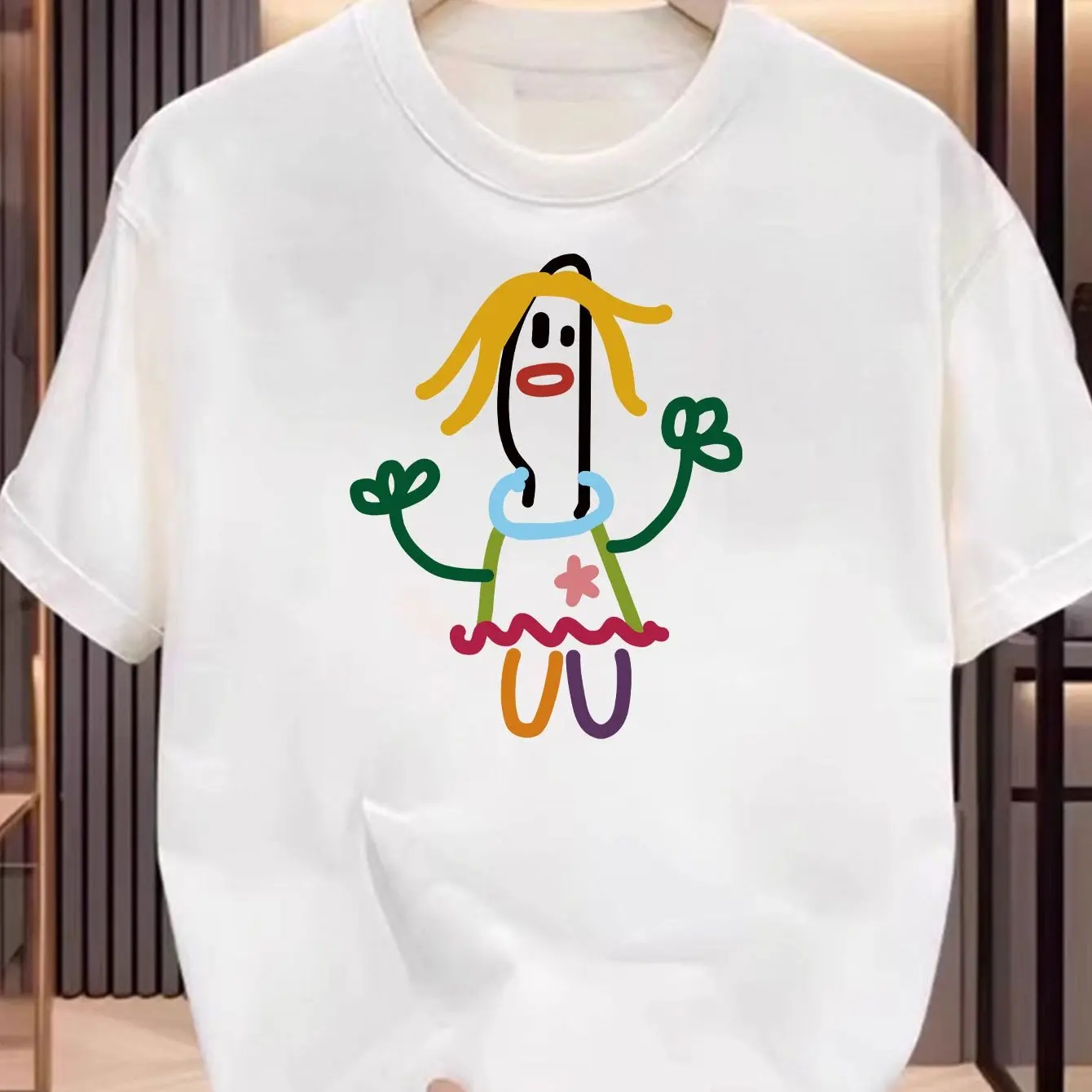 Men Short-Sleeve T-Shirt with A Colorful Print Hip-Hop Design Made of Pure Cotton for Both Genders Men Clothing