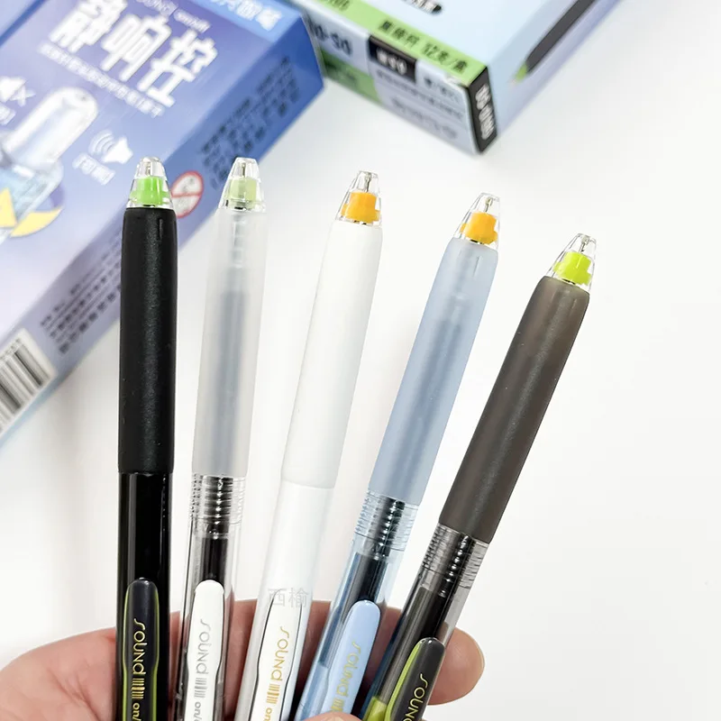 Silent Click Dual-Ball Pen Refill Push-Button Neutral Pen for Students Exams 0.5mm Fast-Drying Black Ink Pen