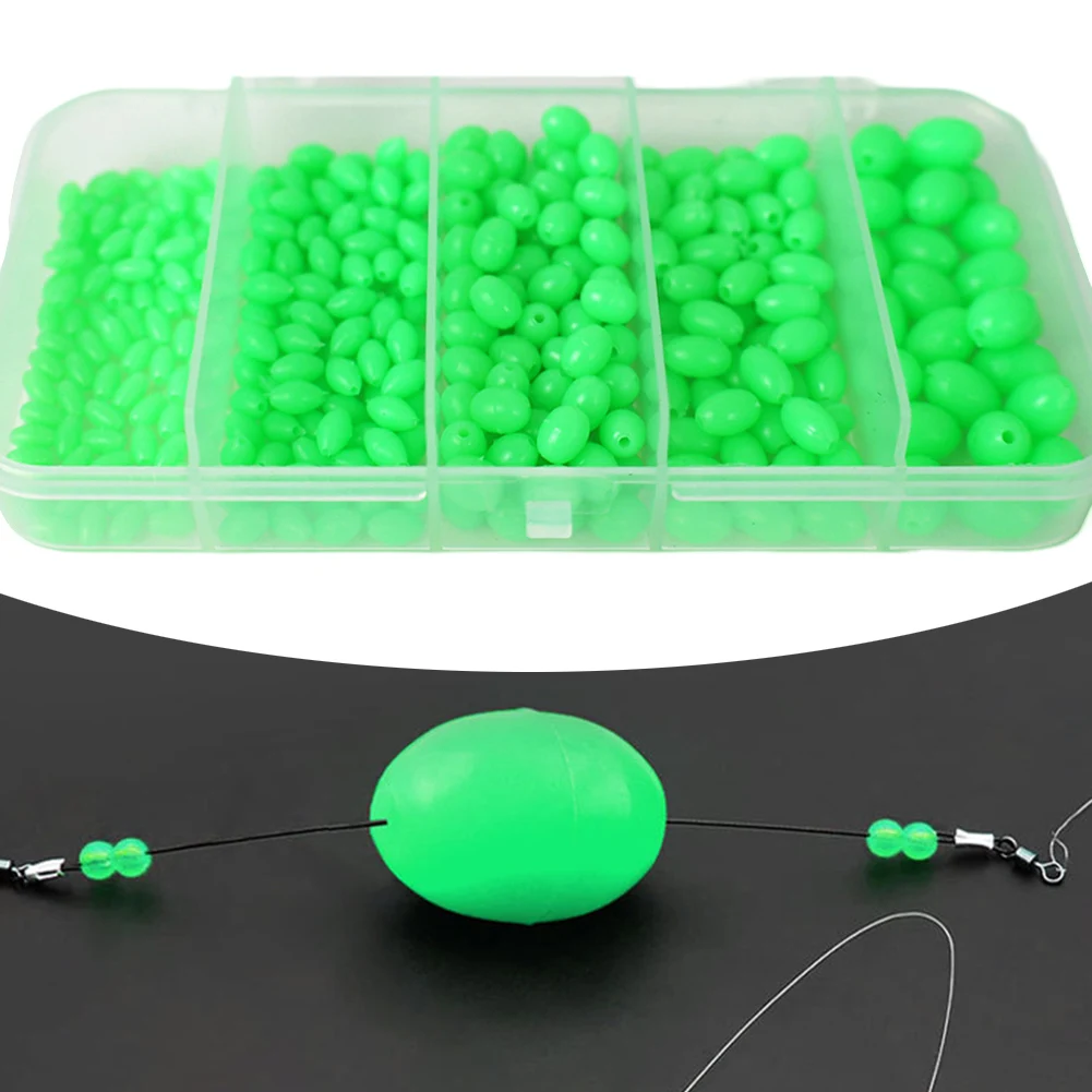 375 Pcs Fishing Beads Glow In The Dark Plastic Round Beads Collision Avoidance Luminous Beads Fishing Lures Accessories