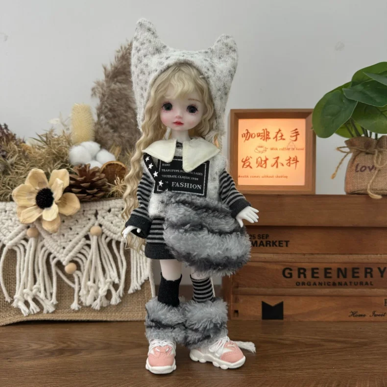 Cute Fashion 30cm BJD Doll Clothes 1/6 Scale Doll Outfit Set Girl Doll Replacement Dress Up Accessories for Birthday Gift Toy