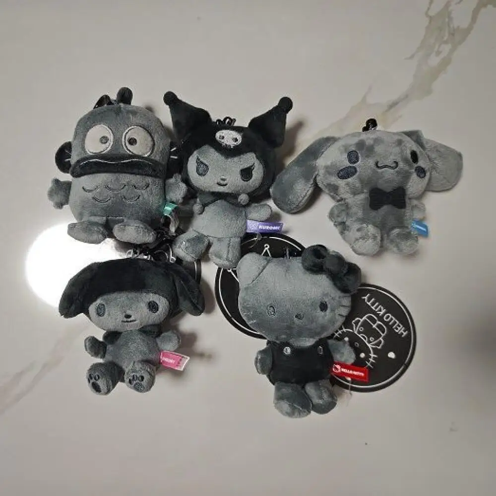 

Sanrio Cement Gray Dark Series Hello Kitty Hangyodon Kuromi Plush Backpack Hanging Ornaments Keychain Decoration Girl Boy Gift