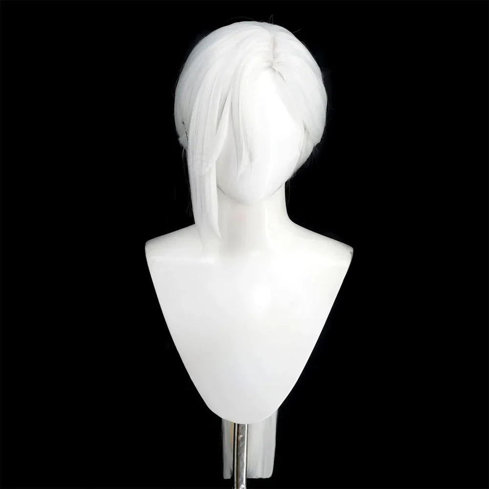 Juego SILENT HILL F máscara de zorro Cosplay peluca hombres mujeres pelo largo blanco peluca sintética resistente al calor accesorio de fiesta de Halloween