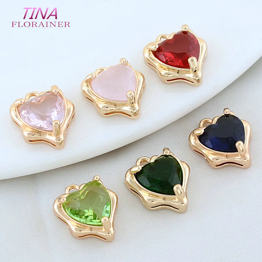 6PCS 11*13MM 18K Gold Color Brass Heart Charms Pendants Necklace Bracelet DIY Earrings Jewelry Making  Accessories