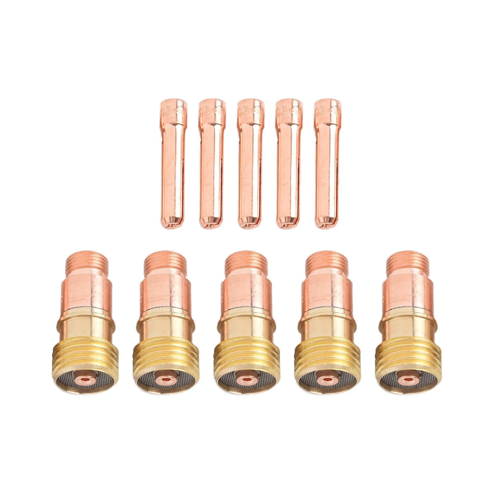 Welding Professionals' Toolset featuring a Complete KIT of Tig For Stubby gas lens along with ten collet sizes