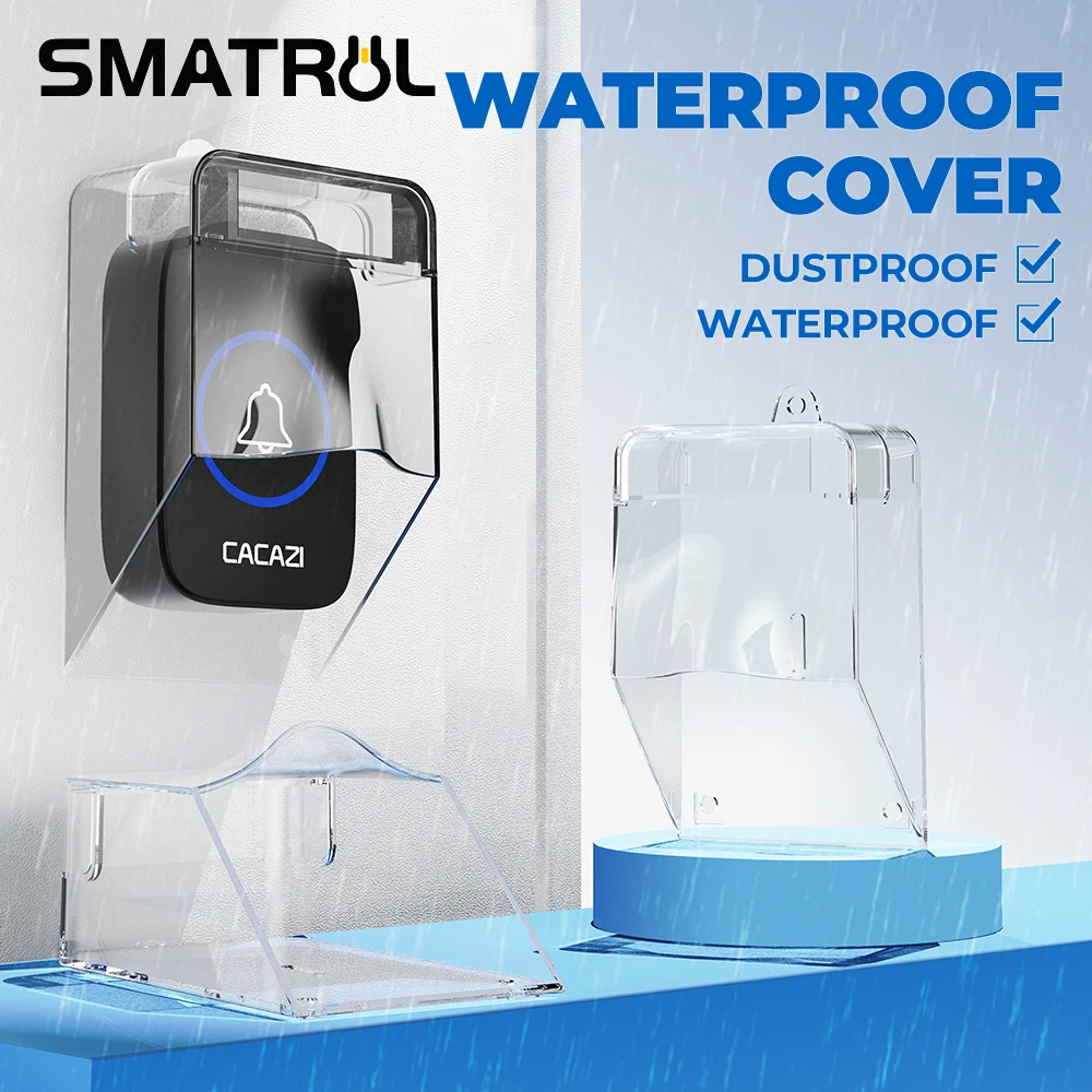 SMATRUL Waterproof Cover Outdoor Transparent For Wireless Doorbell Home Ring Chime Button