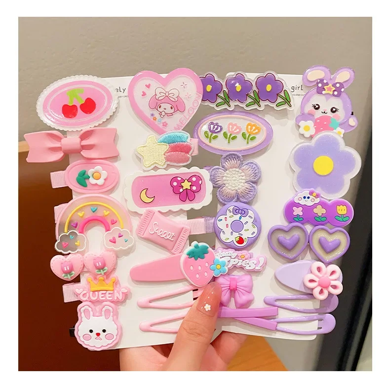 New Children Hairpin Sets Little Girl Cartoon Hairclips Cute Baby Bobby Pins Princess Broken Hairpin Headwear  Hair Accessories