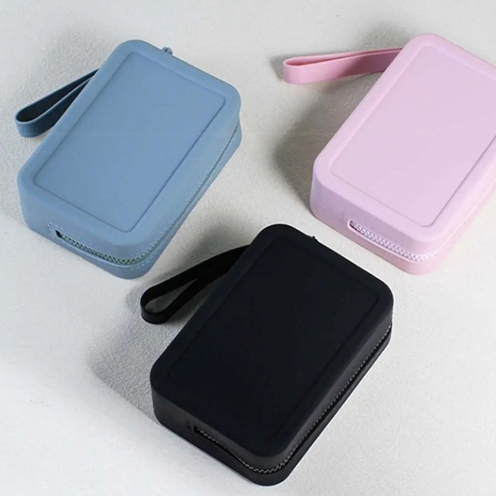 Morandi Color Silicone Cosmetic Bag Rectangle Large Capacity Multifunction Storage Bag Makeup Brush Holder Solid Color