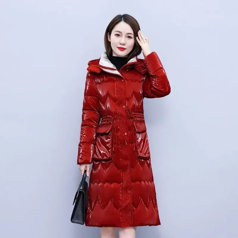 

2023 New Long Sleeve Winter Jacket Hooded Long Padded Jacket Women Parka Plus Size Super Hot Slim Overcoat Korean Fashion Coat