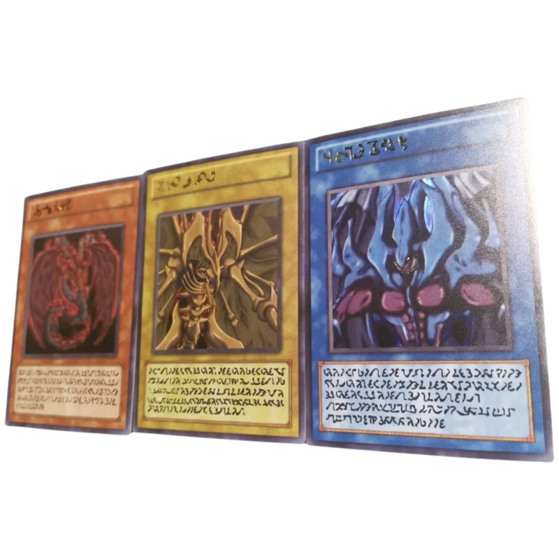 Tarjeta flash de 3 hojas Yu-Gi-Oh! Animales Sagrados Raviel El Señor de Fantasmas Uria Searing Flames Diy Figuras de juguete de acción Colección de juegos