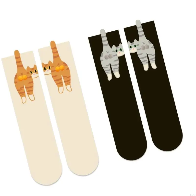 

L5YC Women's Cats Socks Cotton Socks Soft Above Ankle High Socks Fun Novel Bootie Dress Socks Middle Tube Socks Hosiery