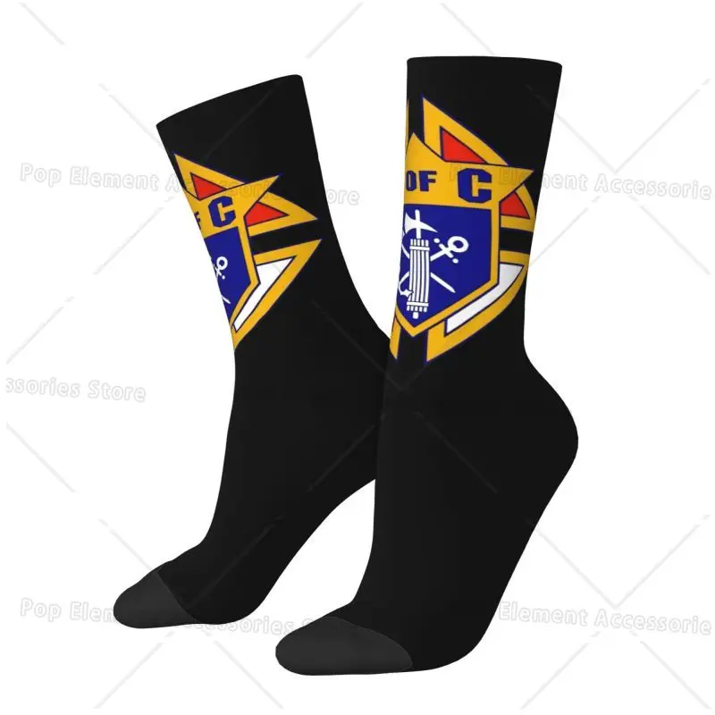 Custom Cool Printed Knights Of Columbus Socks for Women Men Stretchy Summer Autumn Winter Crew Socks