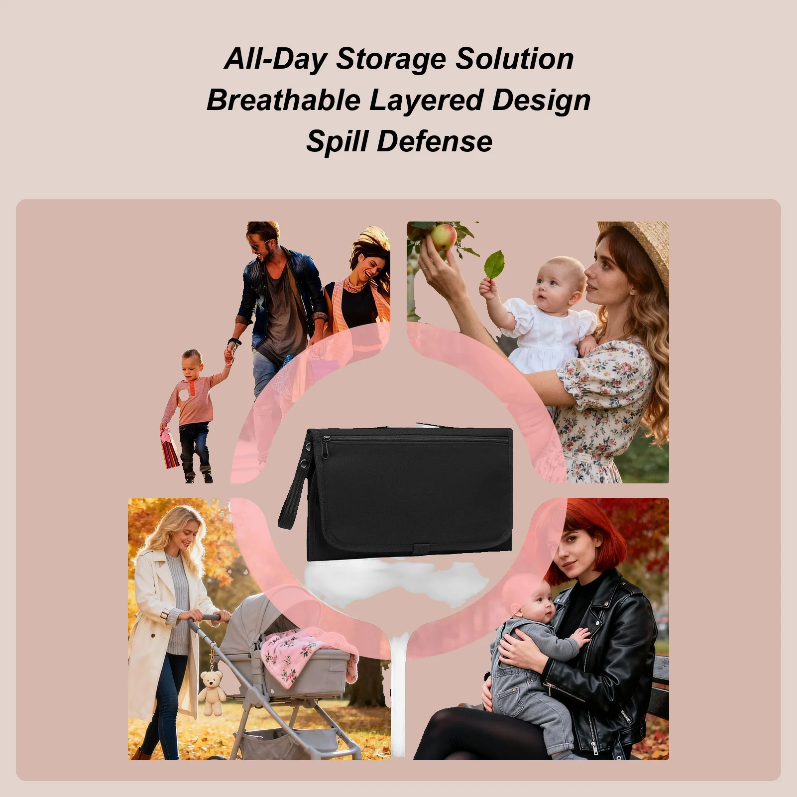 

Сумка для подгузников для женщин, водонепроницаемый органайзер для хранения, сумка для детских подгузников с пеленальной подушечкой для повседневных пляжных путешествий, коротких поездок в семье