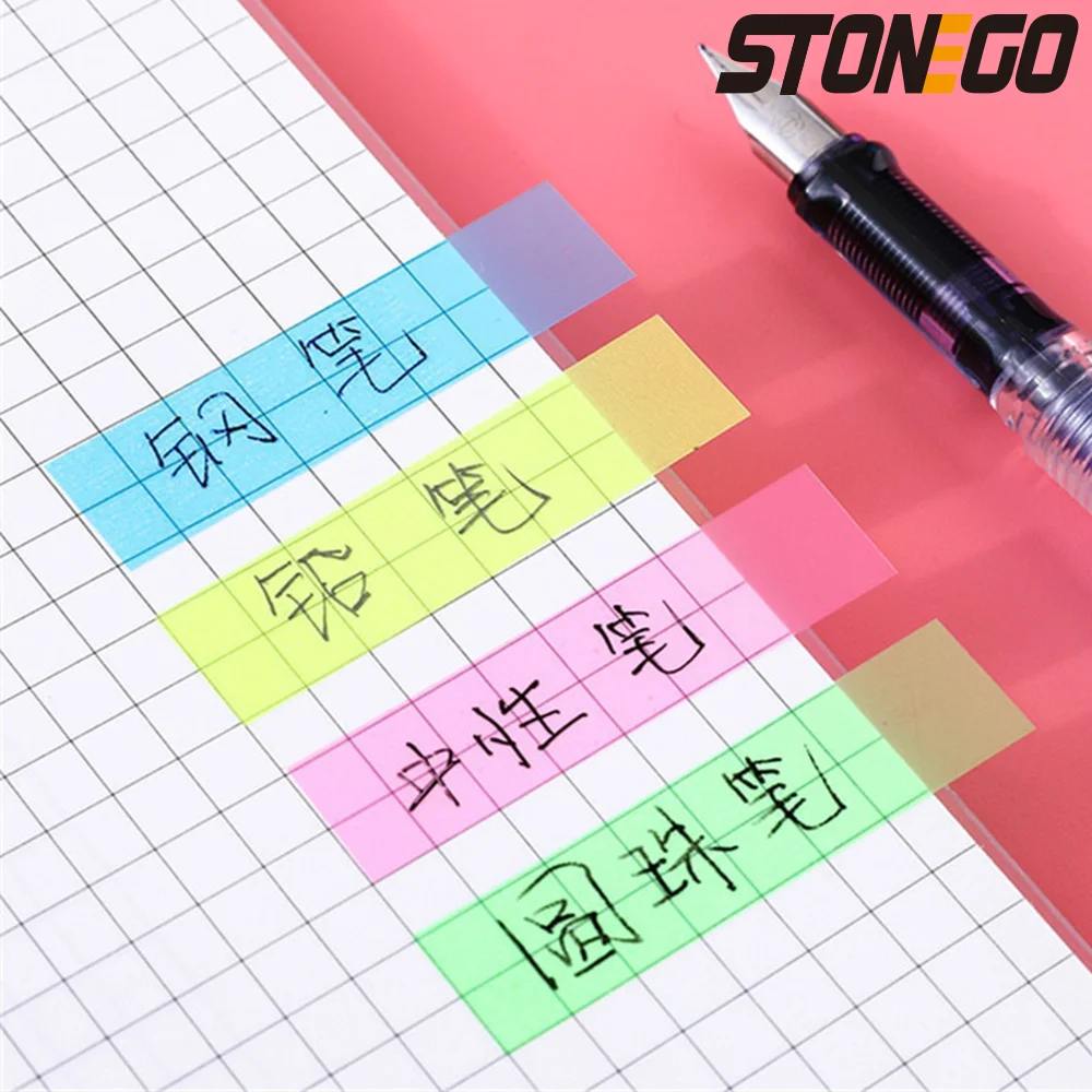 STONEGO 200 Sheets Fluorescence Self Adhesive Memo Pad Sticky Notes Bookmark Marker Memo Sticker Paper Student office Supplies