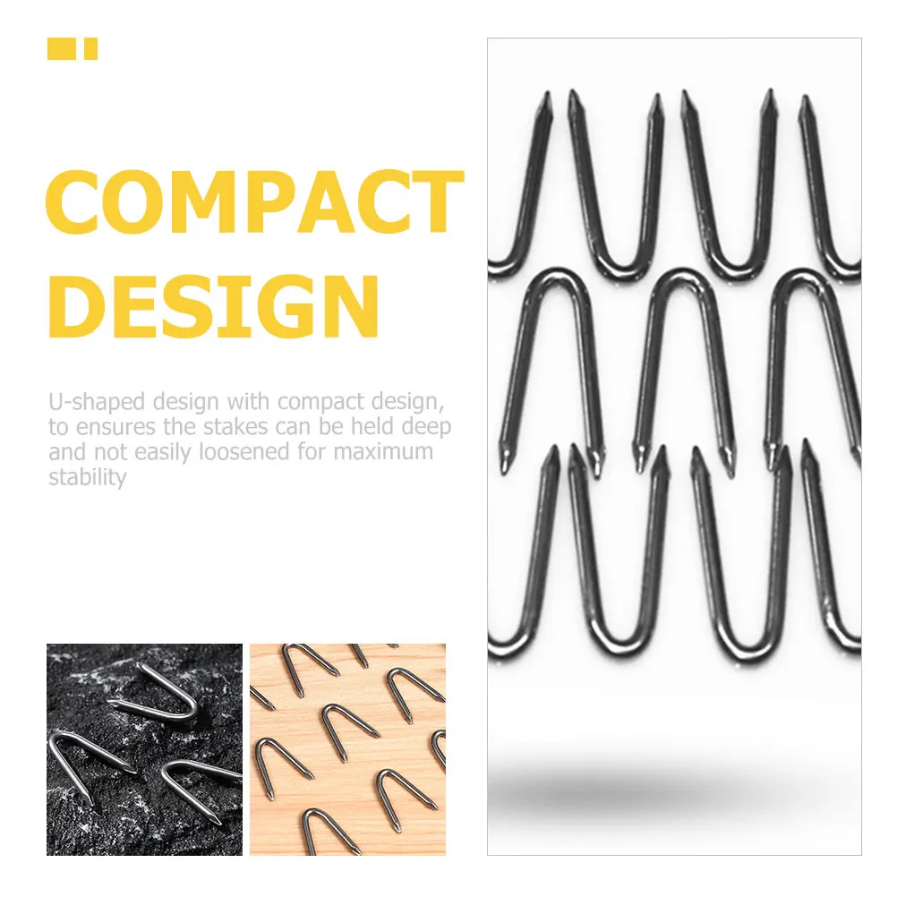 

30pcs 1 Inch U Shaped Nails Gardening Fences Metal Pegs Silver U Nails Stabilize Fix Swing Sets Ground Anchor Playgrounds