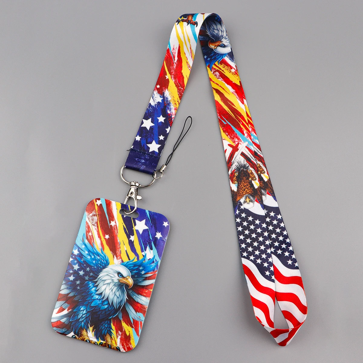 Lanyard seri bendera Amerika Brasil untuk kunci penutup kartu ID tempat lencana kunci telepon Lanyard tali gantungan kunci Aksesori tali