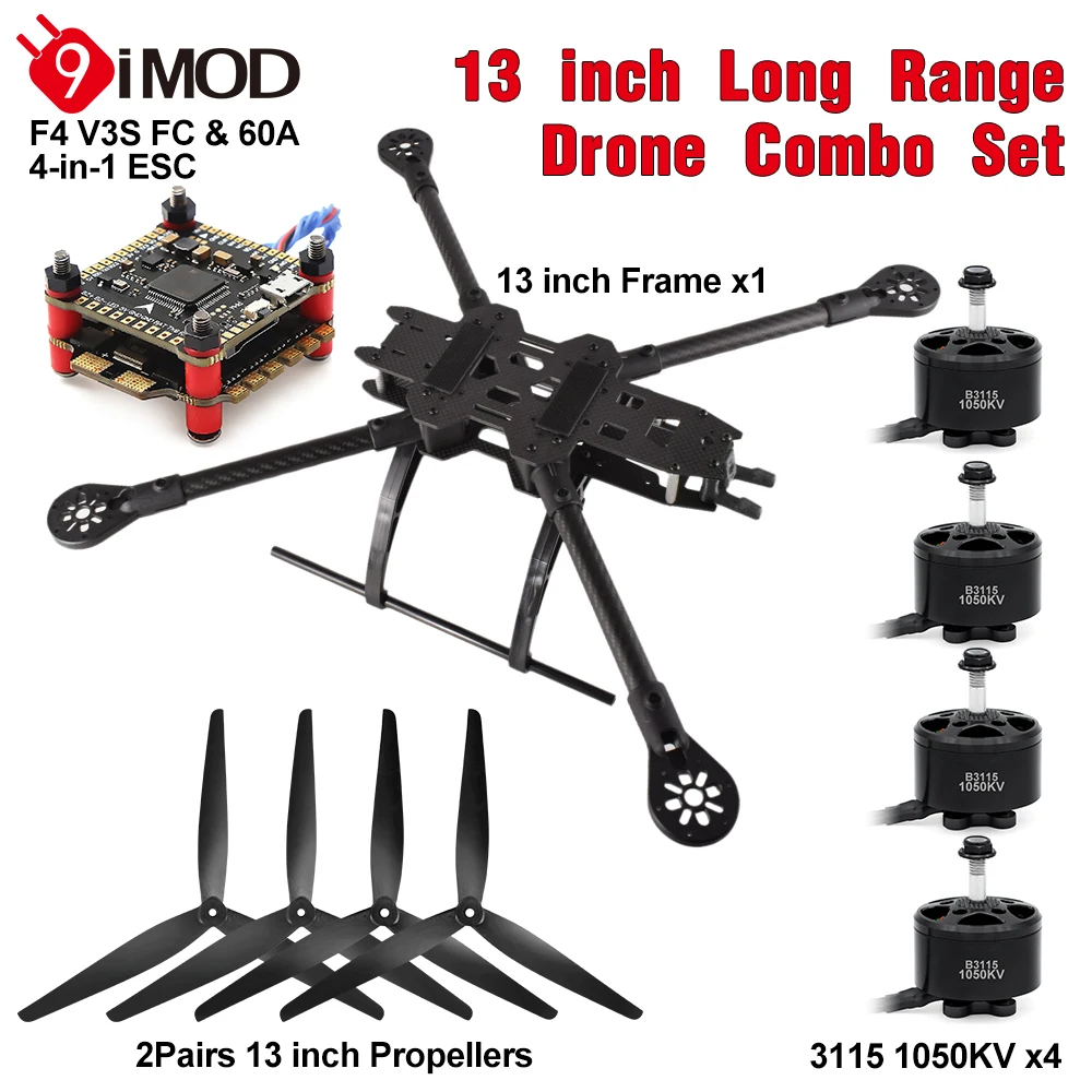 

9IMOD 13inch Frame B3115 1050KV Brushless Motor Propeller for FPV 13" Long Range Drone