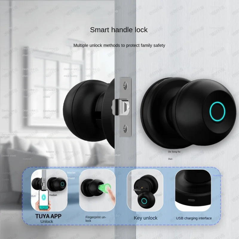 

Smart round Door Lock Ball Lock Home Smart Lock One Hold Open Fingerprint Lock Factory Foreign Trade Ball Lock App Unlock