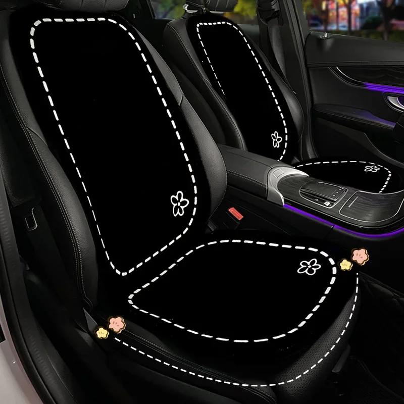 

New Plush Cartoon Line Flower Simple Fashion Winter Plush Universal Five Seat Protective Car Seat Cushion Cover Accessorie