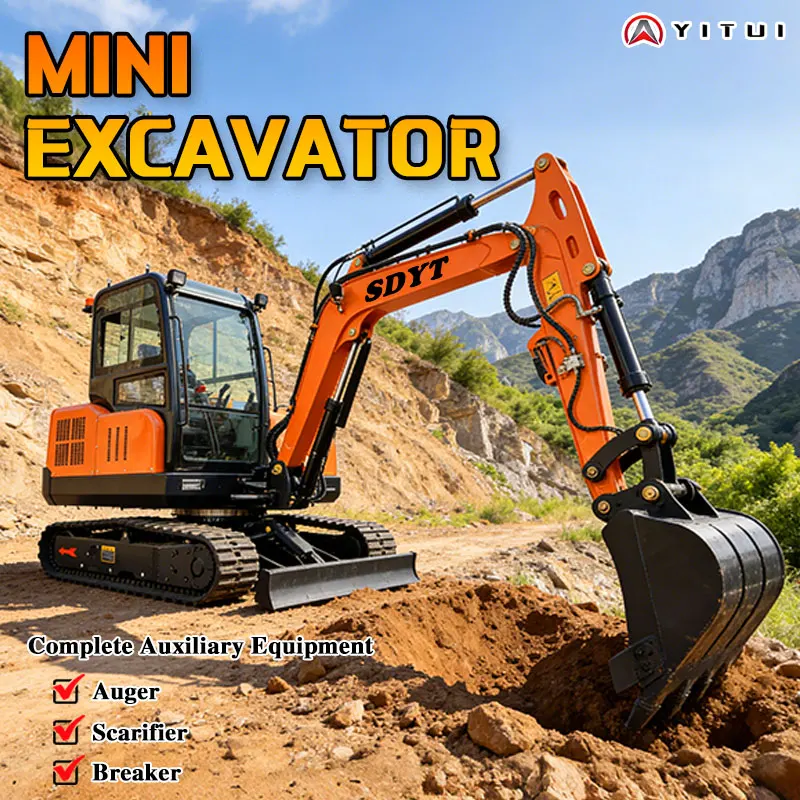 Hot 6.5ton Customized Mini Excavator With Multiple Auxiliary Tools Ce Epa Euro 5 Foldable Boom Digging Small-Scale Engineering
