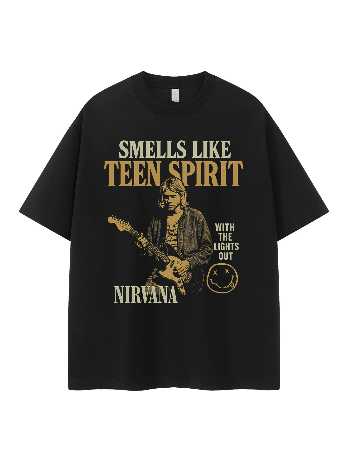 Vintage American Street Style Band Portrait round Neck Short Sleeve T-Shirt Pure Cotton Loose Fit Rock Music Printed Casual Top