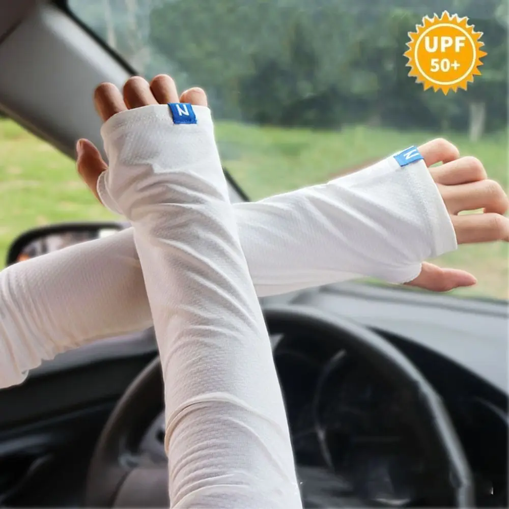 

Anti-UV Ice Silk Sleeves Cooling Sleeves Sun Protection Cover Sunscreen Sleeves Arm Covers Long Sleeves Glove Thin Long Gloves