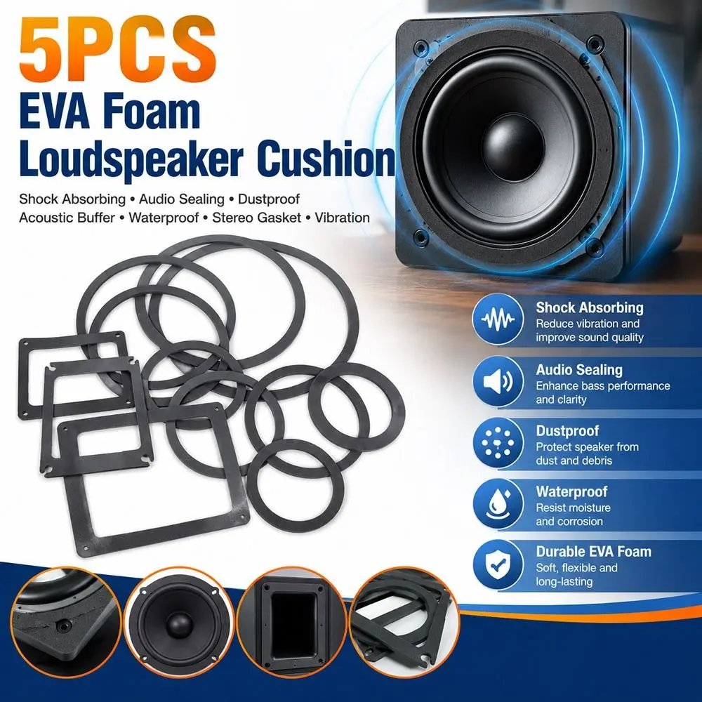 5Pcs 3/4/5/6.5/8/10 Speaker Speaker Sealing Gasket Shockproof EVA Foam EVA Speaker Gasket Acoustic Buffer Dustproof