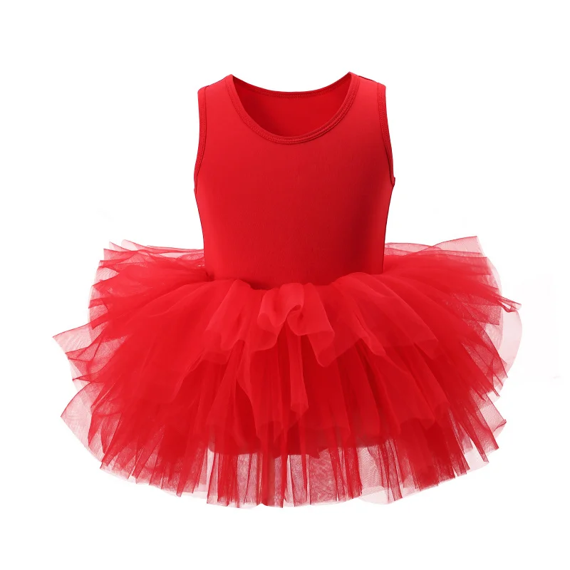 

New Style Dress Girls Ballet Dress Children's Mesh Dance Dress Wide Shoulder Strap Vest Dress One-piece Dress