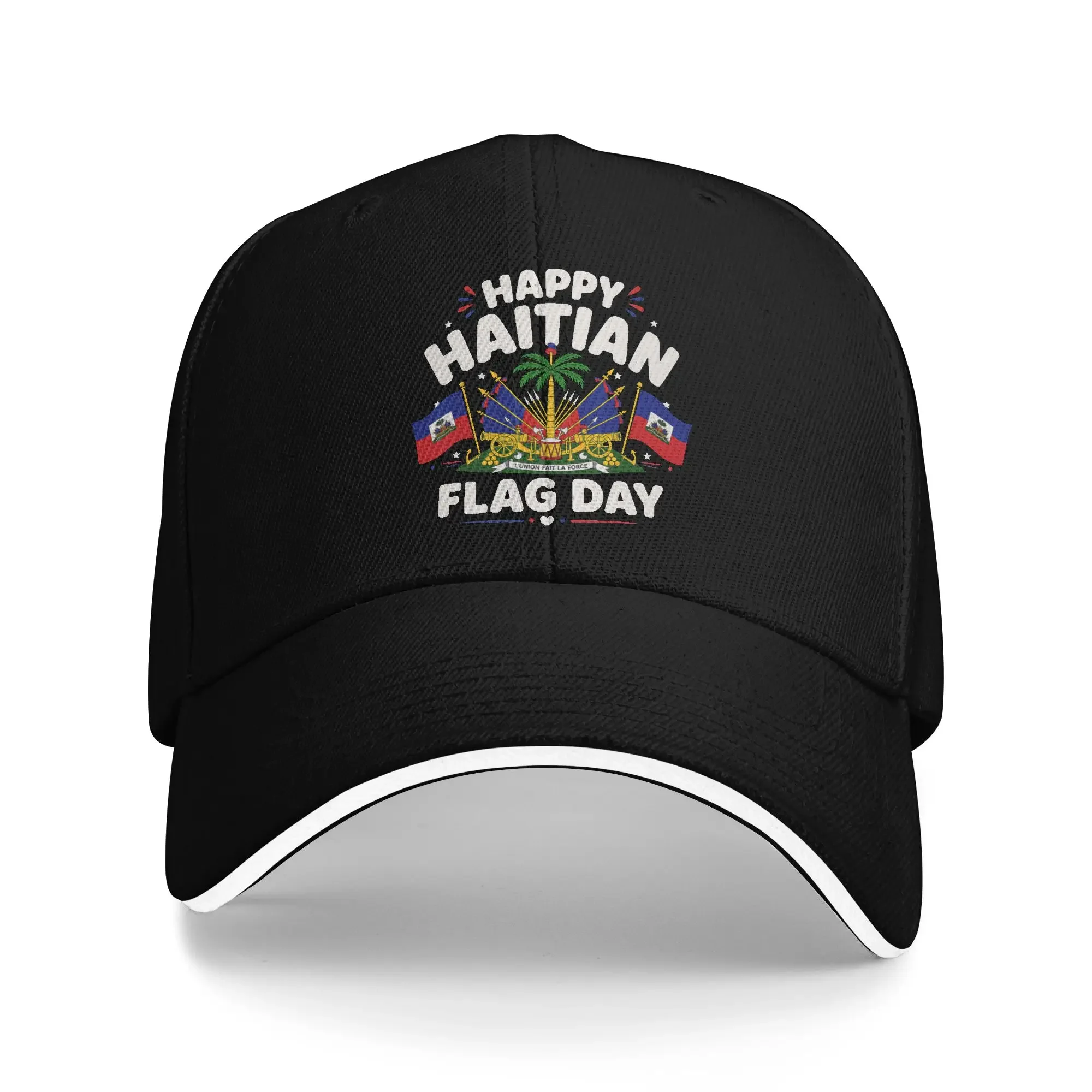 Haitian Flag Day Proud Haiti Map Sandwich Cap Unisex Fashion Baseball Caps Pride Washable Sport Fitted All Seasons Hats Adult