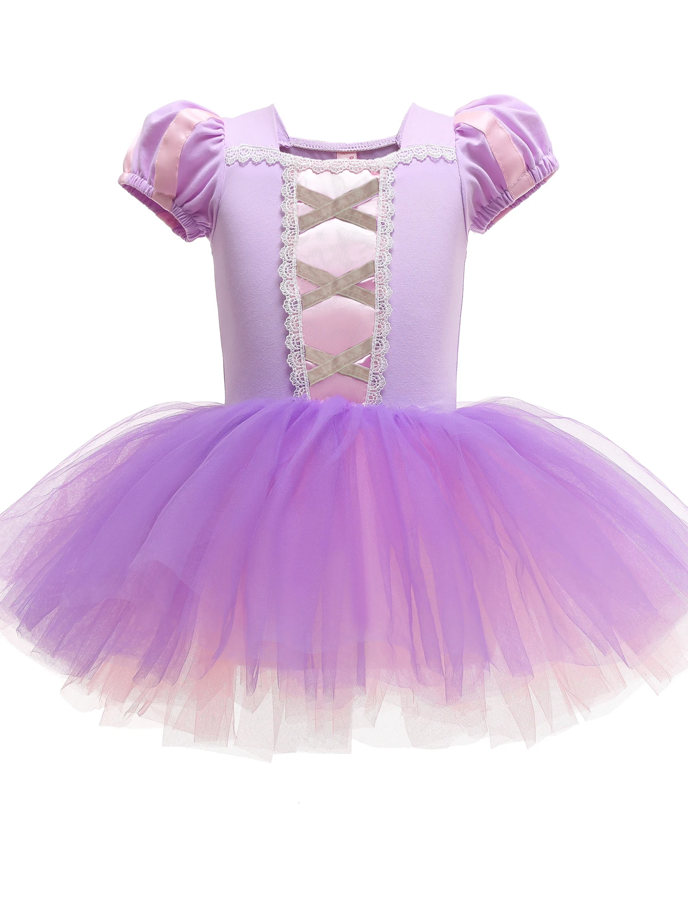 Girls Sparkly Tutu - Short sleeve stretch bodysuit with fluffy tulle skirt, mesh bodice embellishment - Comfy everyday and party