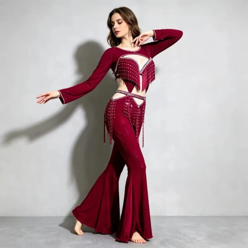 New Belly Dance Inspired Performance Suit Latin Jazz Tango Fusion Style Pants Eastern Dance Competition Performance Suit