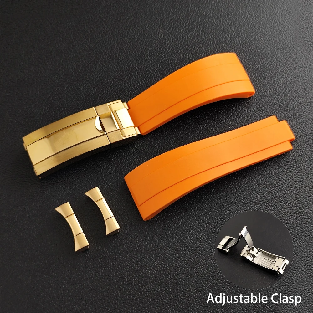 High Quality 20mm Watch Strap And Curved Watch Strap Ends Adjustable Rubber Watch Strap Fits 20mm Width VK63 Case Watch Parts image 3