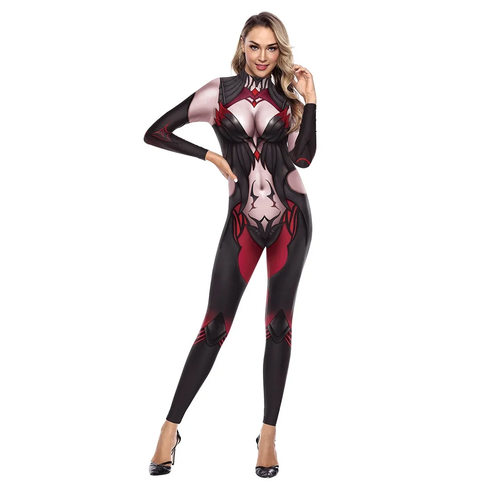 Vrouwen Mannen Heks 3d Geprint Jumpsuit Genshin Impact Halloween Cosplay Kostuum