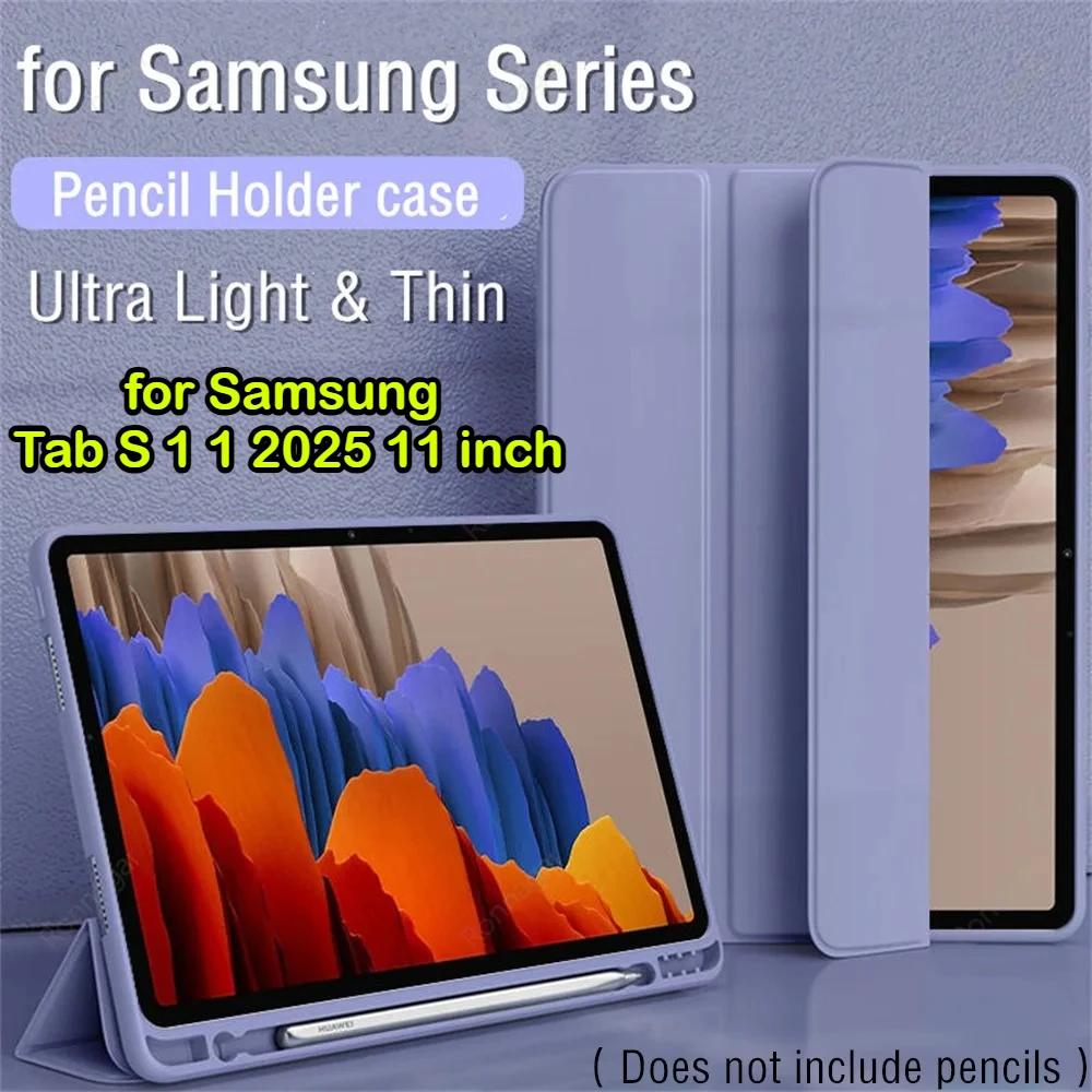 

Чехол с держателем для карандашей для Samsung Galaxy Tab S11 2025 S10 Lite FE Plus Ultra S9 S8 S7 11 12,4 13,1 14,6 дюйма SM-X700 X706 PU Funda