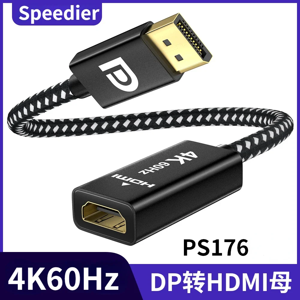 

0,2 м 4K DP к HDMI-совместимый адаптер преобразователь DisplayPort к HD-кабелю DP папа к HDMI-мама HD TV видео аудио кабель для ПК ТВ