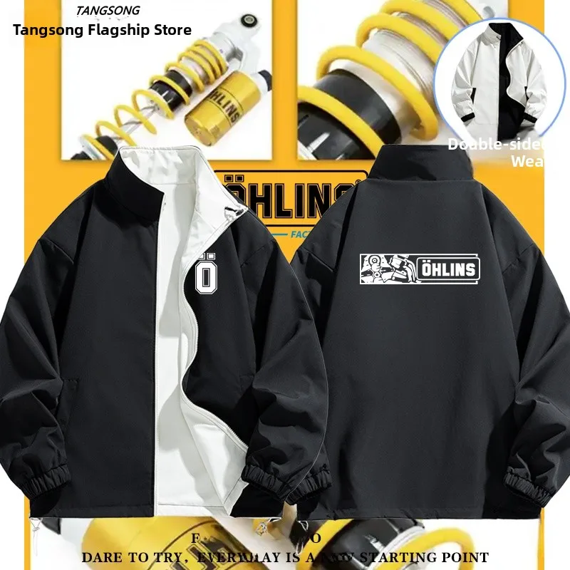 

Мотоциклетная куртка OHLINS с амортизатором, двусторонняя, износостойкая, из полиэфирного волокна, на молнии, модная куртка