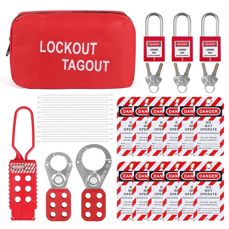 Lockout Tagout Kit Electrical-Group Lockout Haspstags,Lock Out Industrial Tools 2 Key Per Lock For Facotory Protect Safe