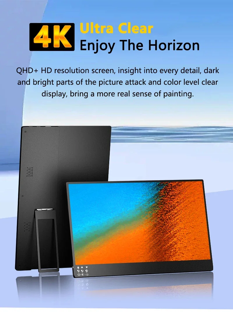 Monitor portatile da 13,3''4K 3840x2160 UHD IPS Display da gioco per computer per Mac Xbox Switch PS5 Telefono Raspberry Pi Laptop HDMI USB C