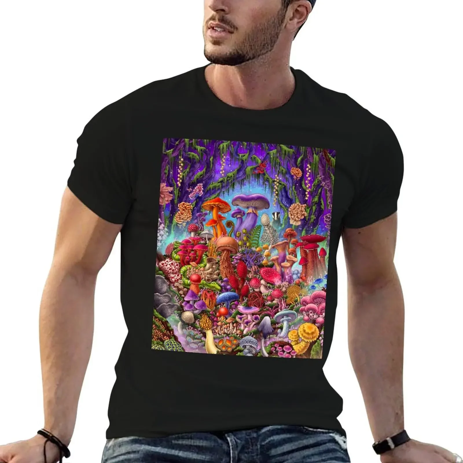 Mushrooms in Magic Forest - Original colors T-Shirt T-shirts man croswit shirt man custom shirt tee shirts for men