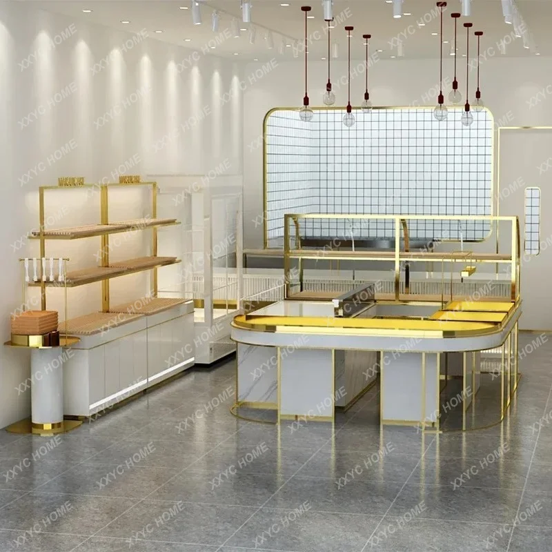 XX Hot sales New Baking Bread Display Cabinet Curved Cake Model Middle Island Cabinet Display Table