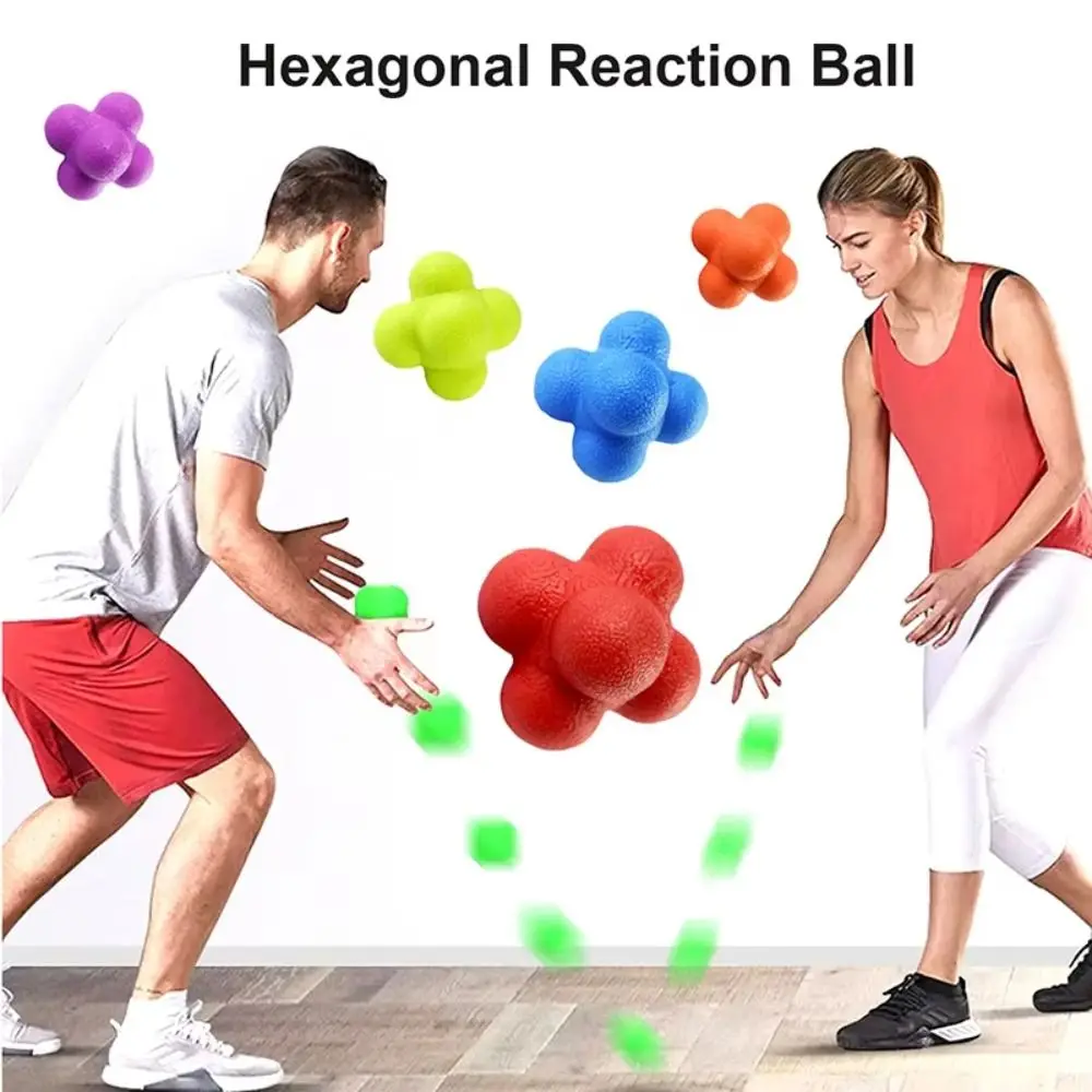 Bola de reação hexagonal durável de 5.5cm, melhora a coordenação olho-mão, jogos reflexos, bola de direção irregular, bola de treinamento portátil