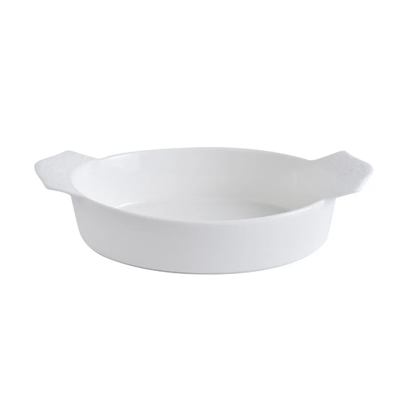 

YJQ solid color oval binaural plate creative ceramic baking plate household tableware cheese baked rice plate