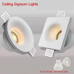 Recessed Gypsum Downlight Ceiling Lamp GU10 LED Anti-Glare Embedded Borderless Spotlight Living Room Bedroom Aisle Home Lighting
