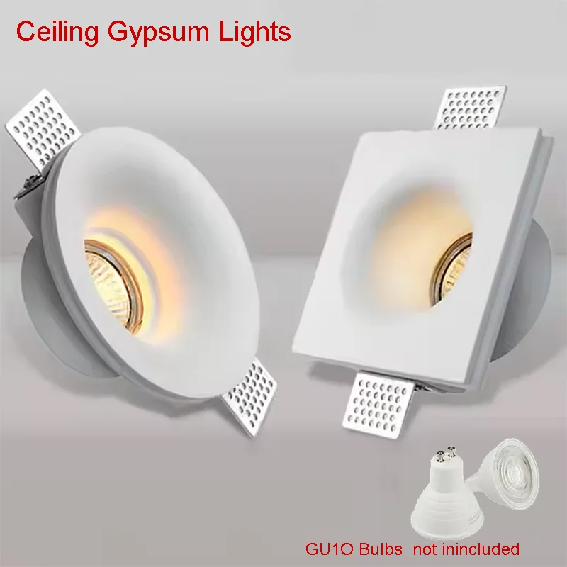 Recessed Gypsum Downlight Ceiling Lamp GU10 LED Anti-Glare Embedded Borderless Spotlight Living Room Bedroom Aisle Home Lighting